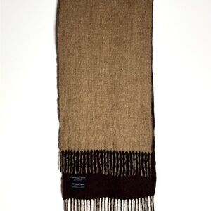 Vintage Dior Merino Wool Scarf Brown Neutral Fringe Designer